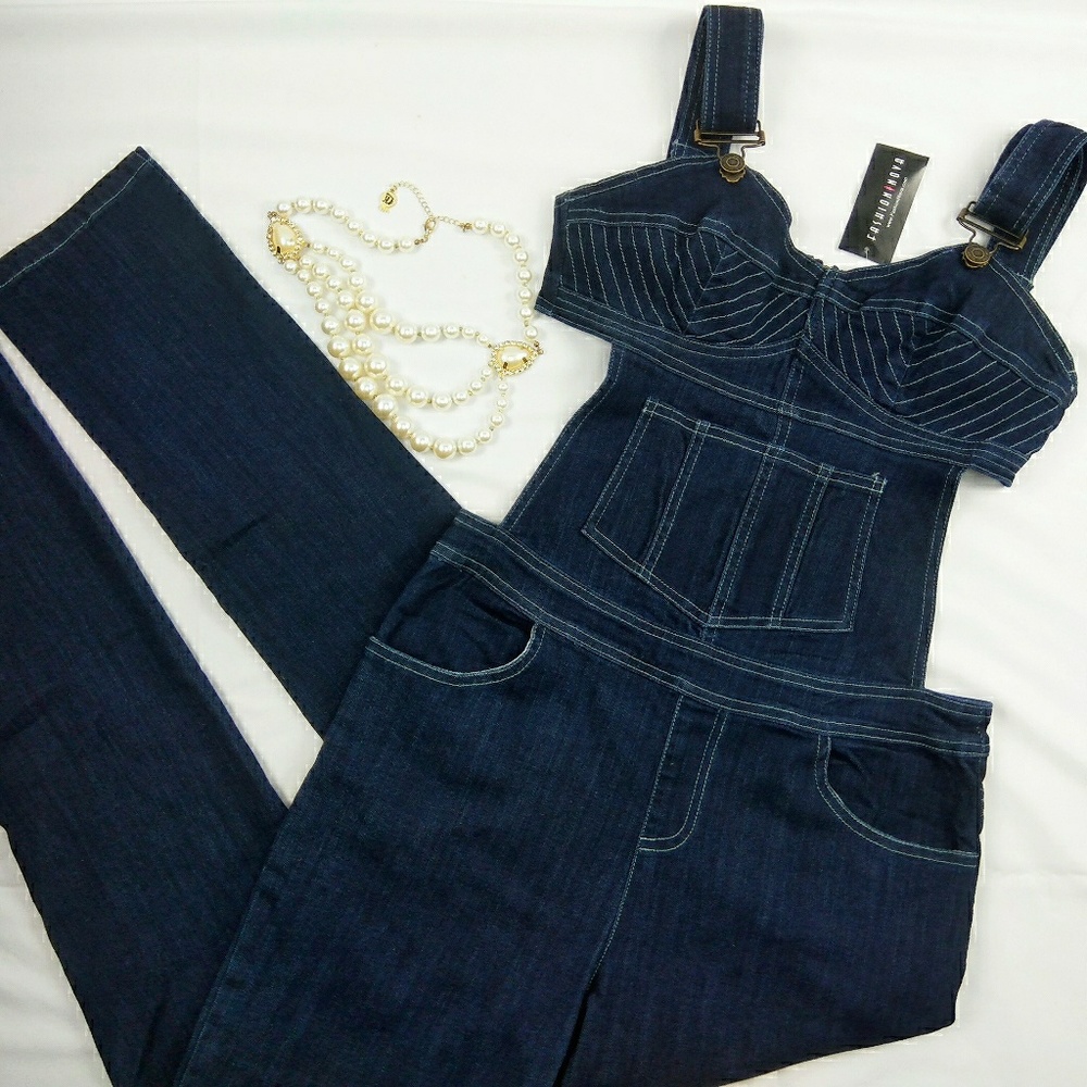 Fashion Nova NWT Rally Demin Jumpsuit overalls